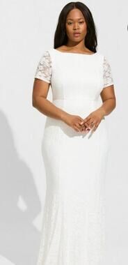 PLUS Size 18 | NWT | Women's Ivory Lace Fit & Flare Wedding Gown Dress